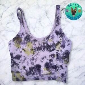 Lululemon Top Womens 6 Align Tank Cropped Gray Lime Radial‎ Tie Dye Built In Bra
